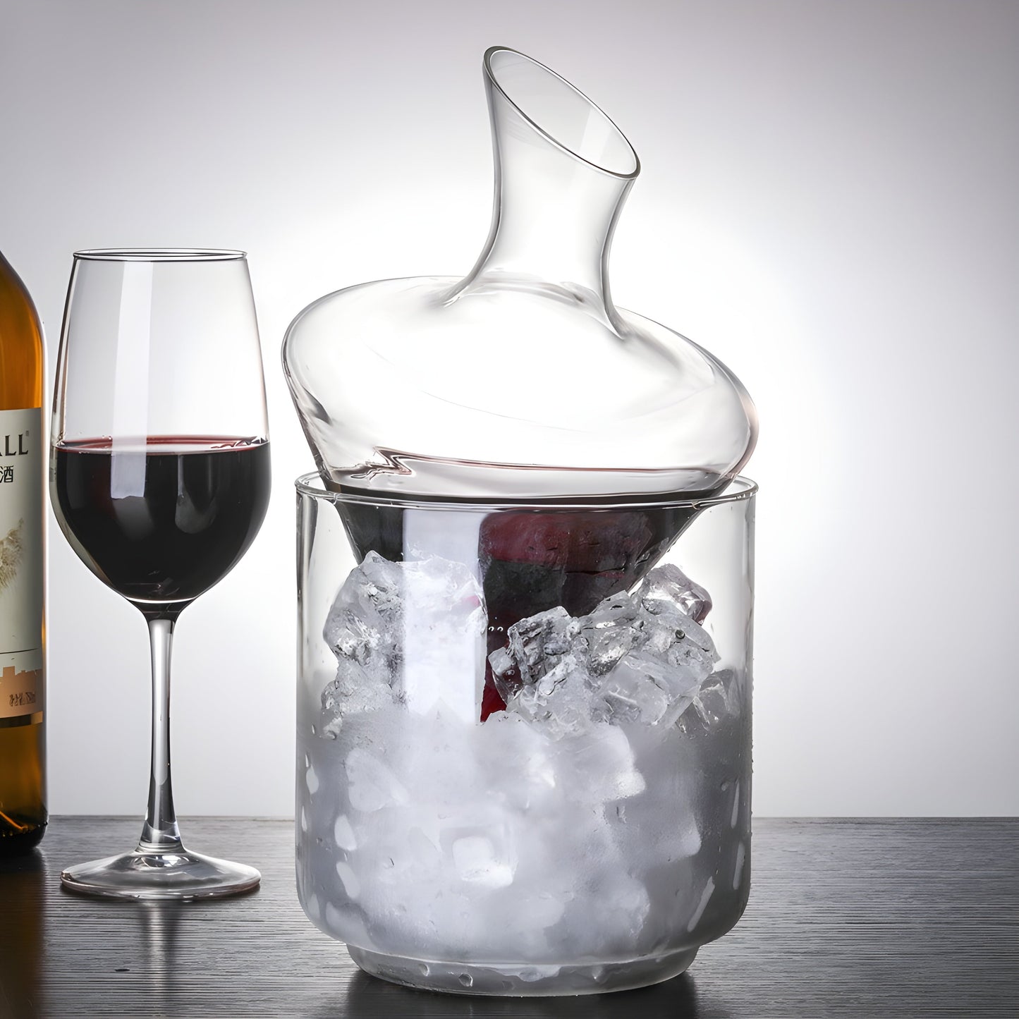 Ice Bucket Decanter Set Glass Oblique Mouth GuerraHome