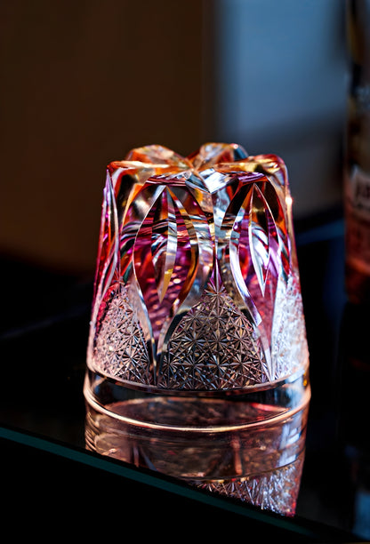 Bicchiere Edo Kiriko – ‘Fiamma Cremisi’ – Scatola in legno GuerraHome