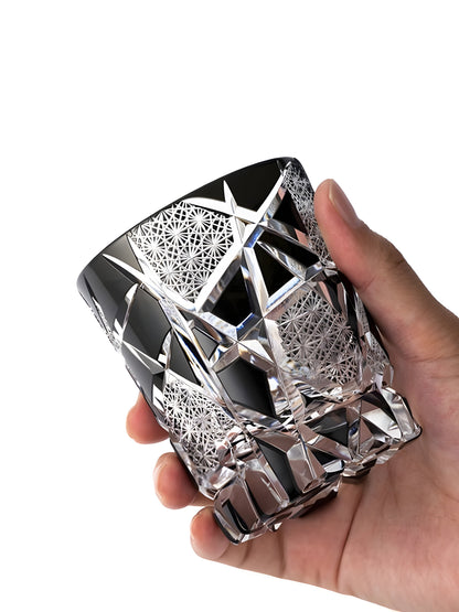 Bicchiere Edo Kiriko – ‘Fulmine Nero’ – Scatola in legno GuerraHome