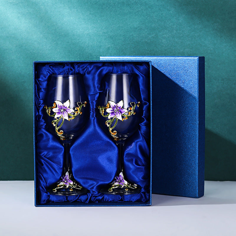 Enamel Goblet Crystal Glass Cup Home Use Set GuerraHome