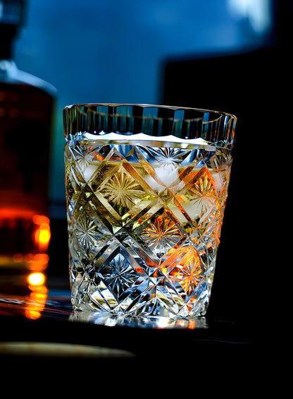 Bicchiere Edo Kiriko – Fioriture– Scatola in Legno GuerraHome