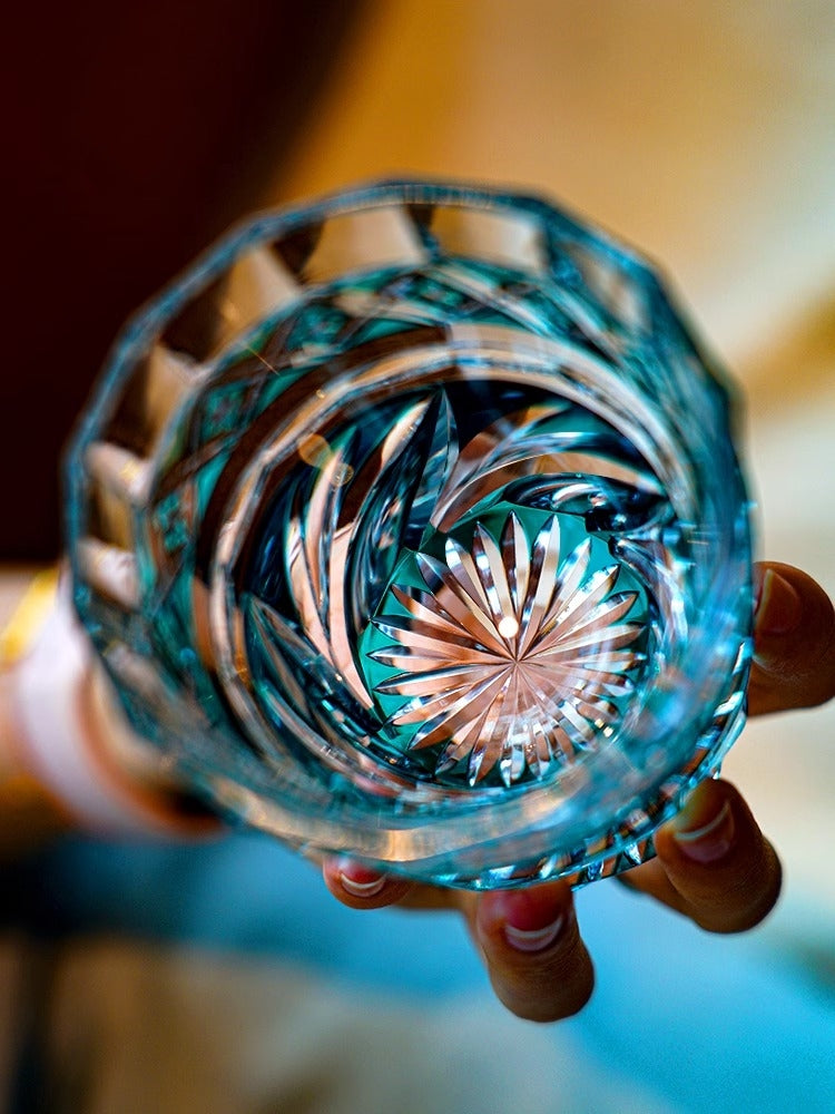 Top K9 Crystal Edo Kiriko Wine Glass Hand Engrave Whiskey Rocks Violet Brandy Snifter Lowball Whisky Cup Gift For Husband Father GuerraHome