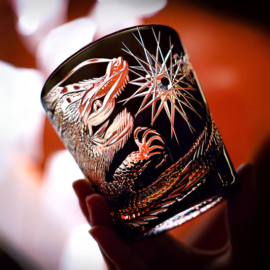 Bicchiere Edo Kiriko – ‘Drago della Fortuna’ – Scatola in Legno