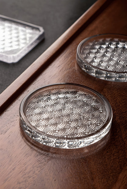 Sottobicchiere Giapponese – Rotondo Onda Marina – Vetro Resistente GuerraHome