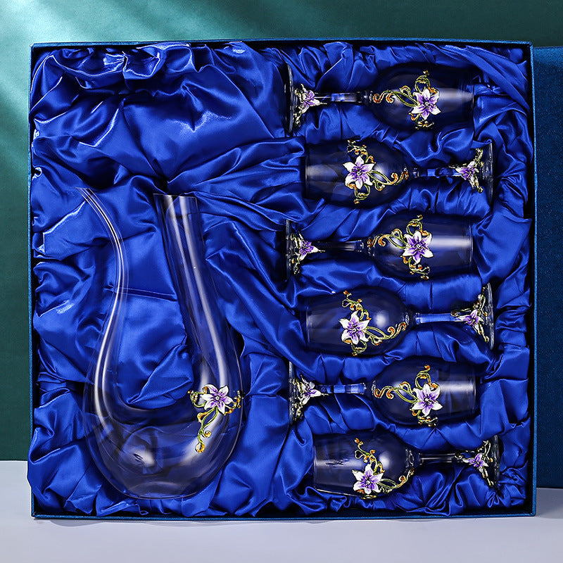 Enamel Goblet Crystal Glass Cup Home Use Set GuerraHome