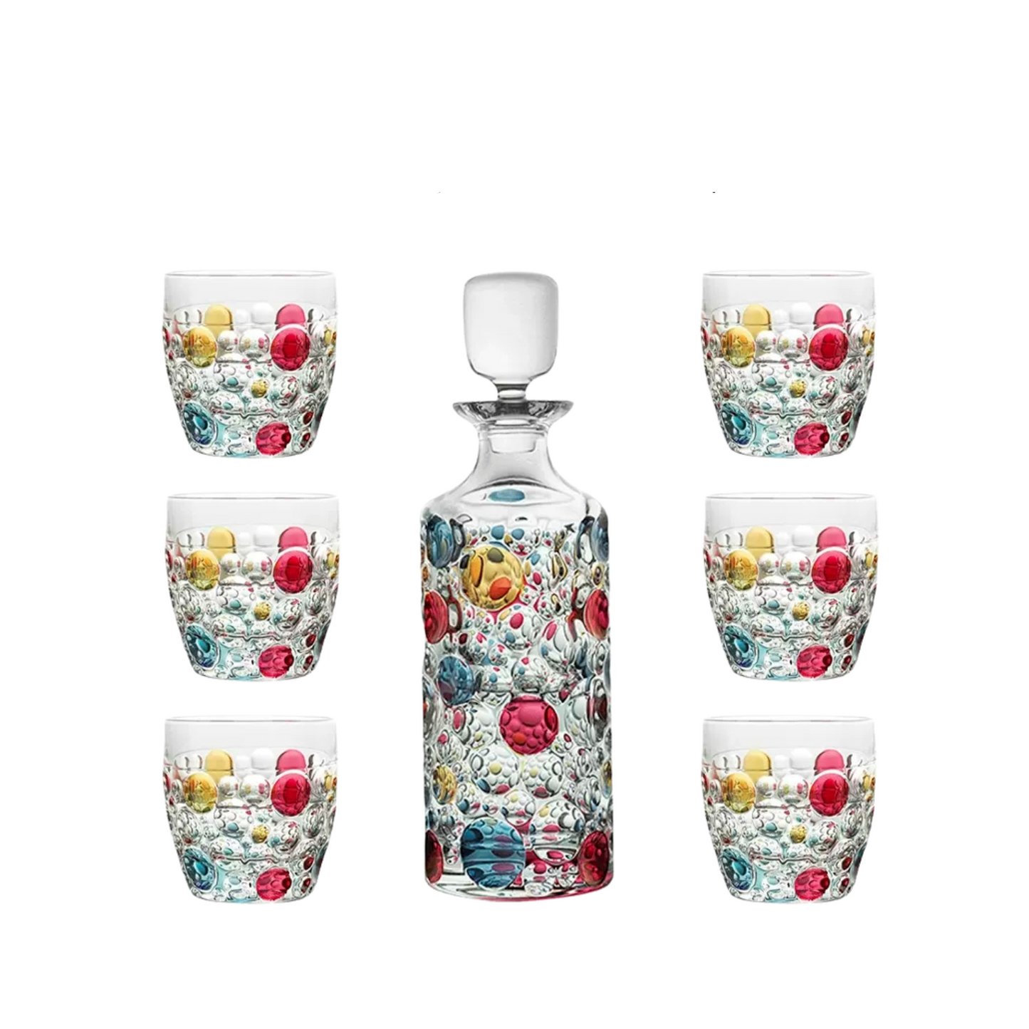 Set di Bicchieri e Decanter in Cristallo Bohemia – Modello “Lisbona Mosaico'