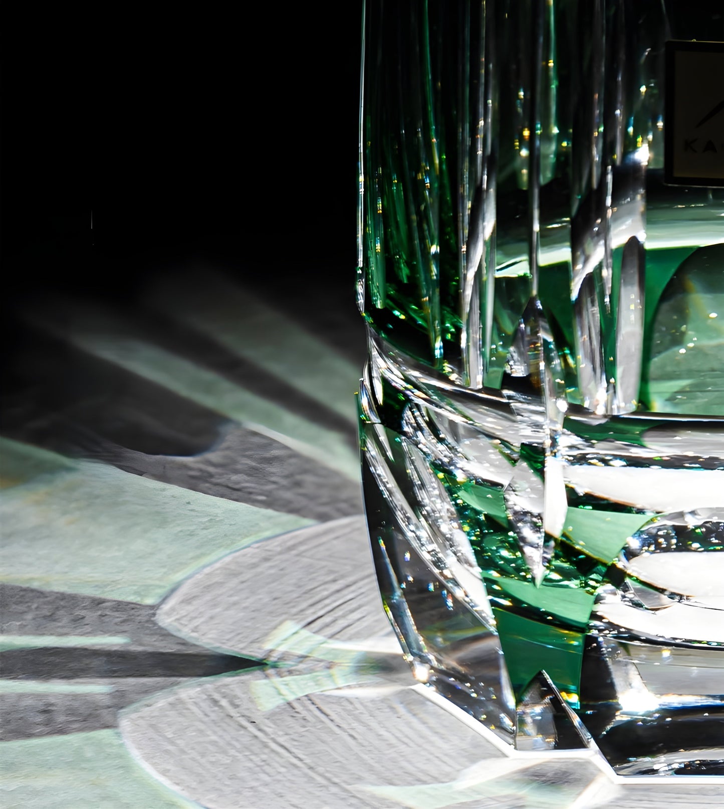 Edo Kiriko Crystal Rock Glass, Hand Carving, Green Bamboo Liquor Wine Tumbler, Top Grade Whiskey Cup, Japan Style, KAGAMI Design GuerraHome