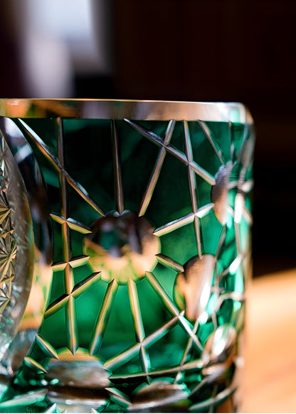 Bicchiere Edo Kiriko – “Giove” (Verde) – Scatola in legno GuerraHome