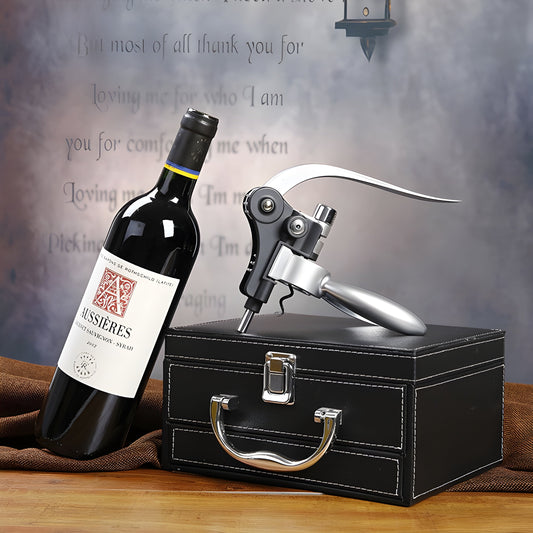 Cofanetto Accessori Vino con Cassetto – Set 8 Pezzi Professionali in Pelle o Legn GuerraHome