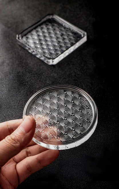 Sottobicchiere Giapponese – Rotondo Onda Marina – Vetro Resistente GuerraHome