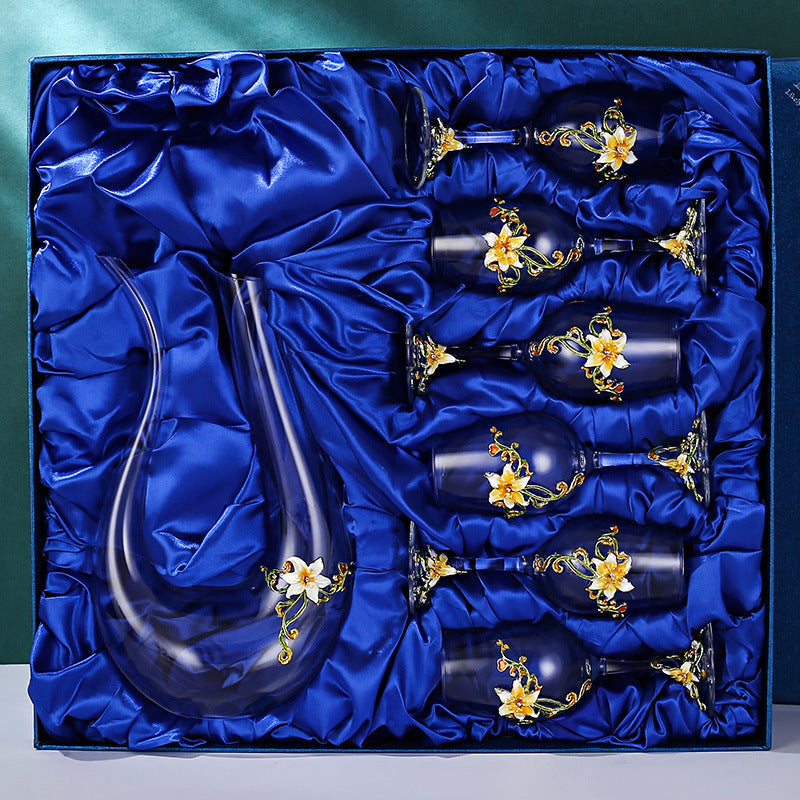 Enamel Goblet Crystal Glass Cup Home Use Set GuerraHome