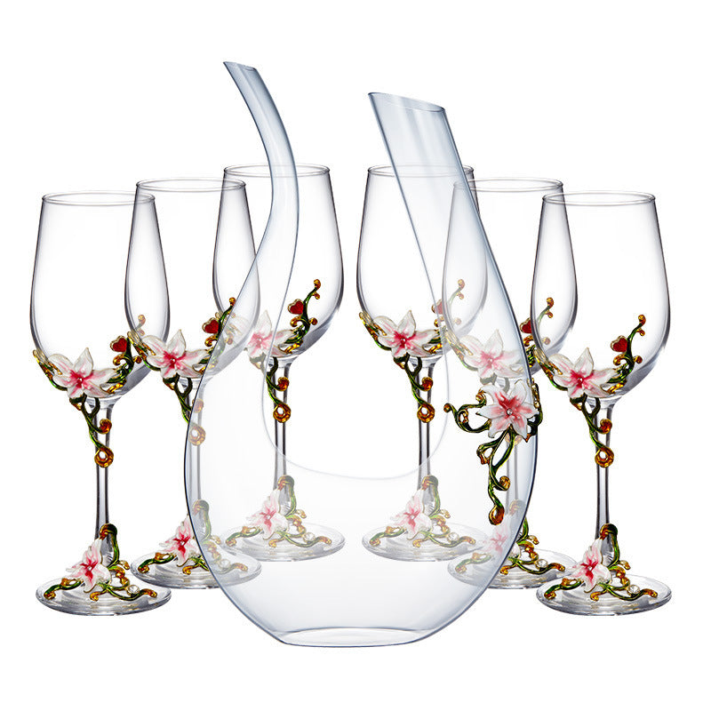 Enamel Goblet Crystal Glass Cup Home Use Set GuerraHome