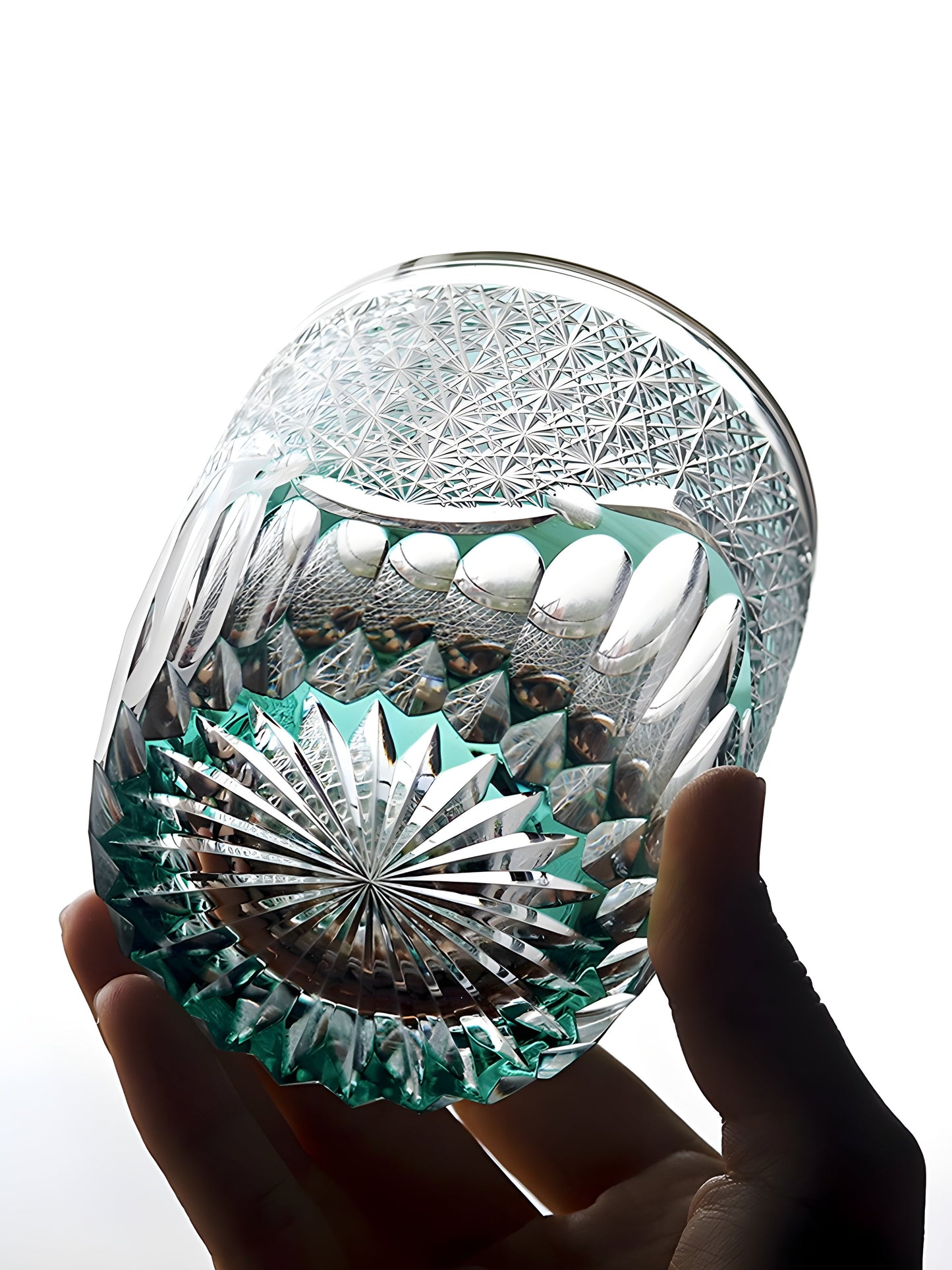 Bicchiere Edo Kiriko – ‘Onda di Fiori’ – Scatola in Legno GuerraHome