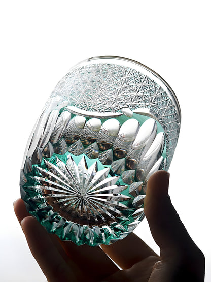 Bicchiere Edo Kiriko – ‘Onda di Fiori’ – Scatola in Legno GuerraHome