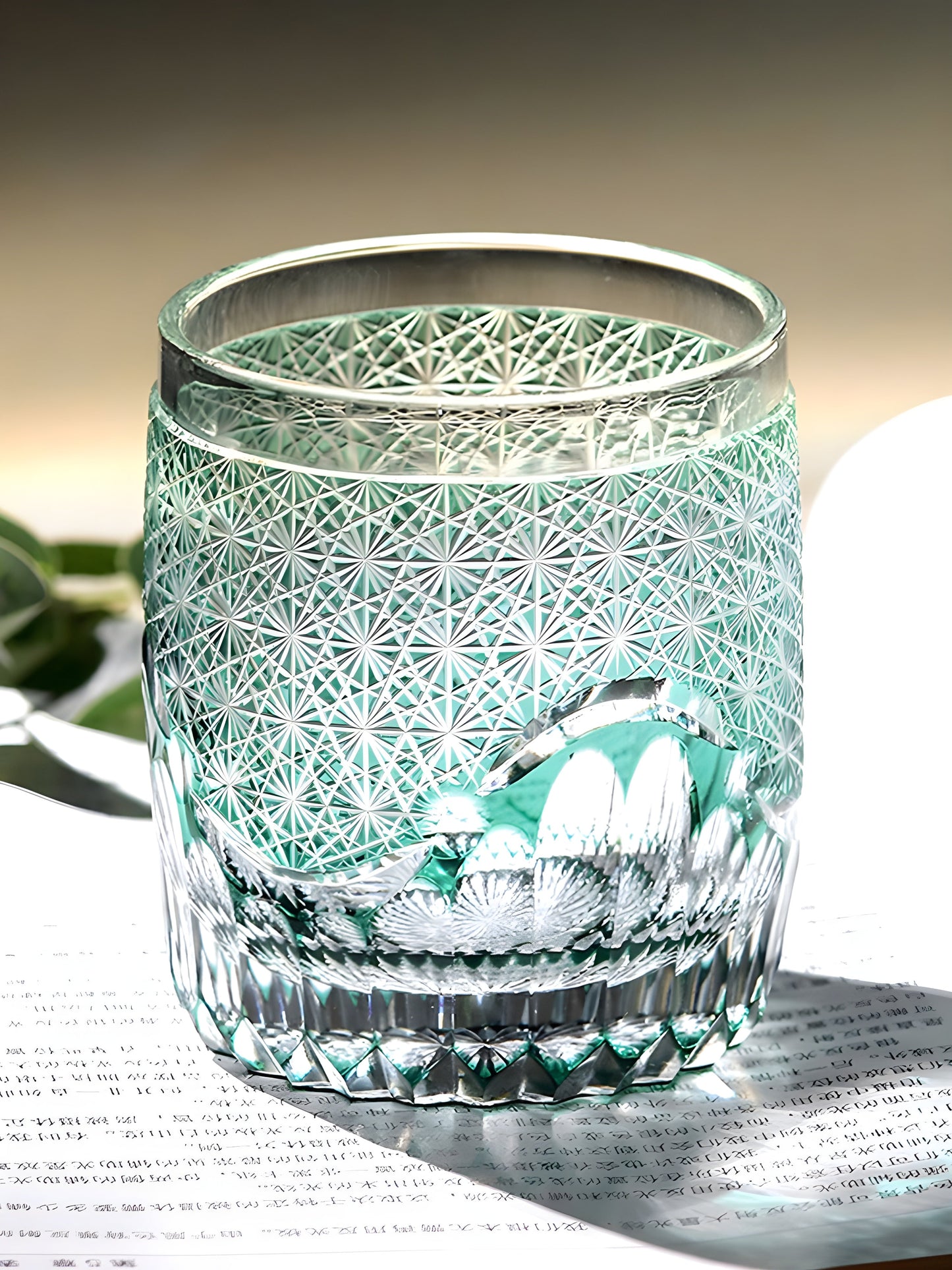 Bicchiere Edo Kiriko – ‘Onda di Fiori’ – Scatola in Legno GuerraHome