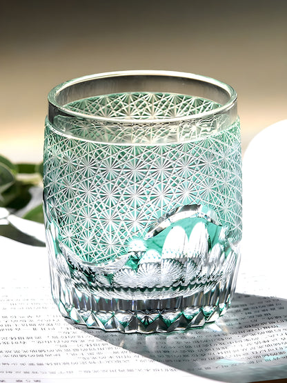 Bicchiere Edo Kiriko – ‘Onda di Fiori’ – Scatola in Legno GuerraHome