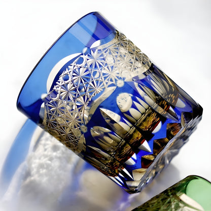 Bicchiere Edo Kiriko – 'Prisma Zaffiro' – Scatola in Legno GuerraHome