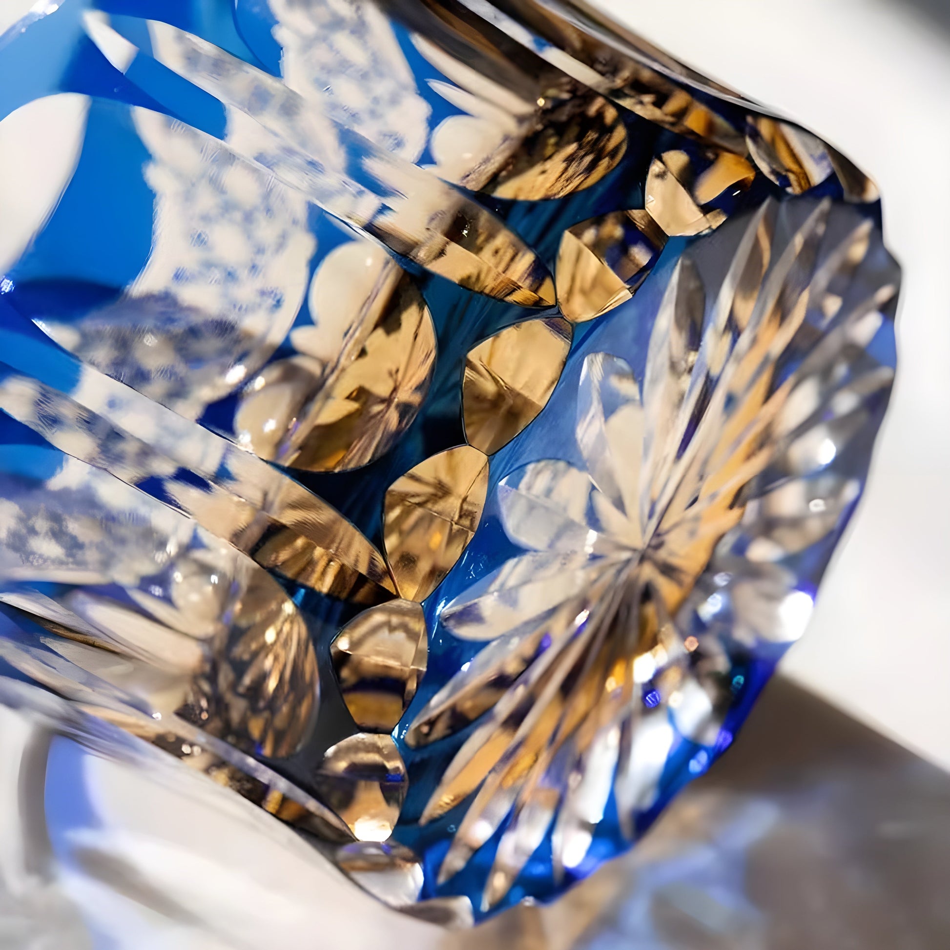 Bicchiere Edo Kiriko – 'Prisma Zaffiro' – Scatola in Legno GuerraHome