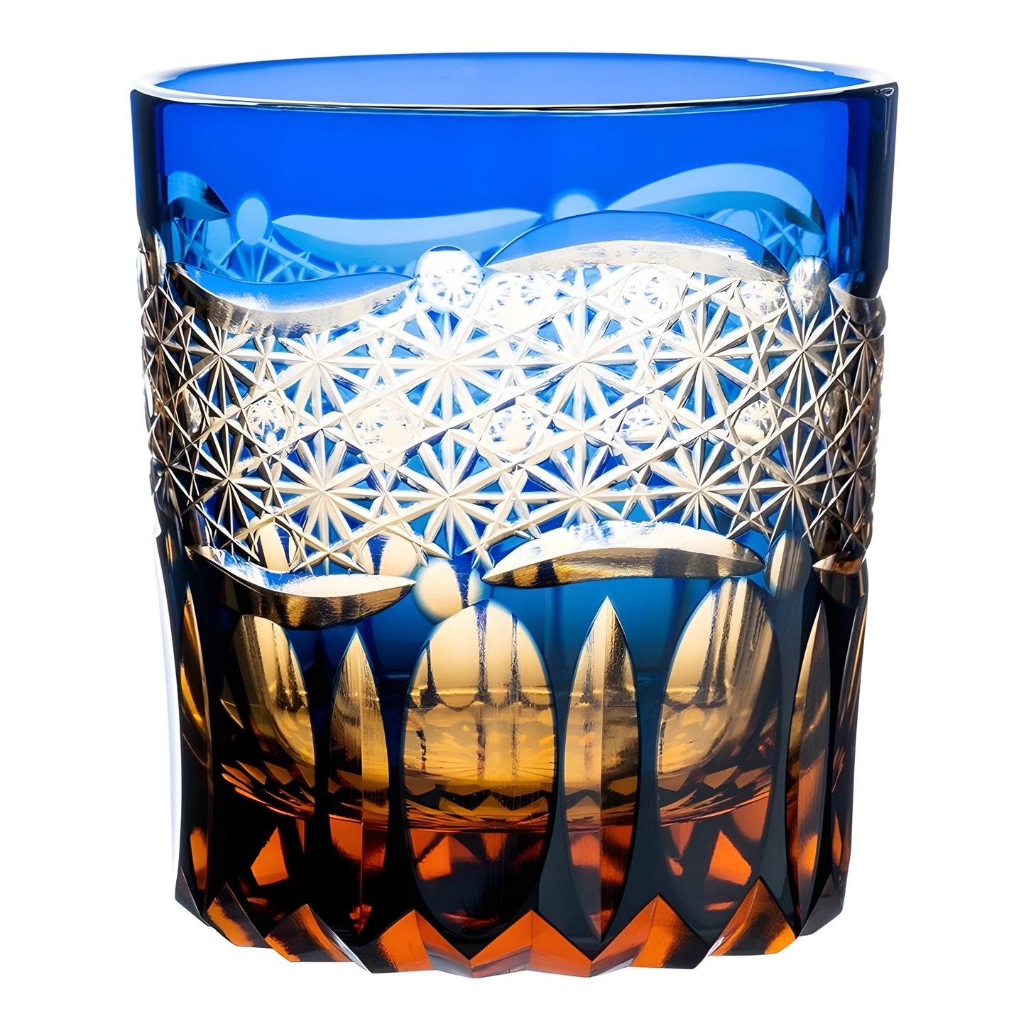 Bicchiere Edo Kiriko – 'Prisma Zaffiro' – Scatola in Legno GuerraHome