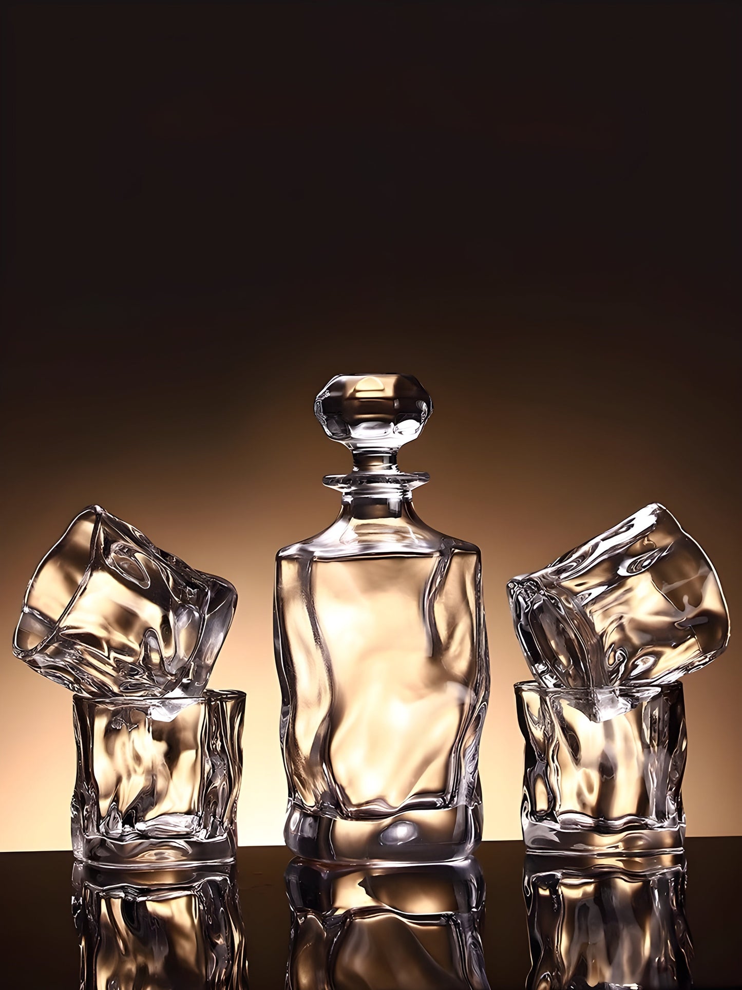 Irregular Art Design Wine Bottle Whisky Decanter Brandy Liquor XO Dispenser Light Luxury Crystal Glass Whiskey Divider Cup Set GuerraHome