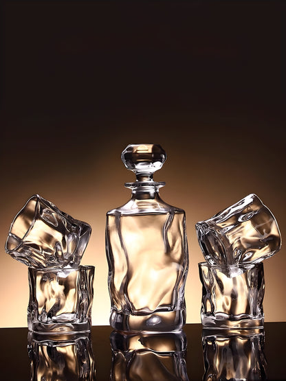 Irregular Art Design Wine Bottle Whisky Decanter Brandy Liquor XO Dispenser Light Luxury Crystal Glass Whiskey Divider Cup Set GuerraHome