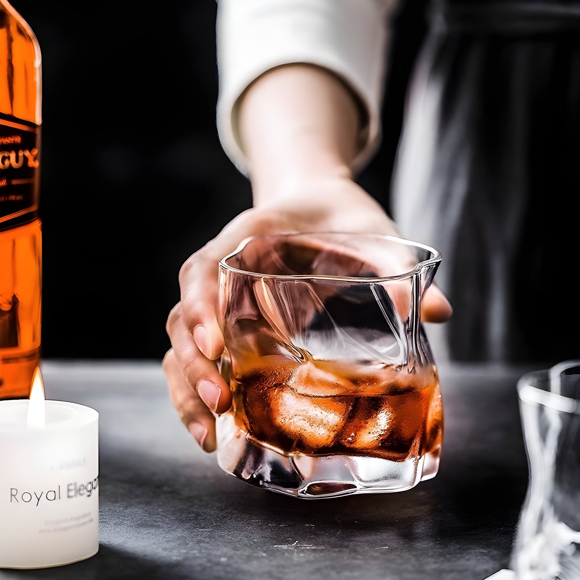 Bicchiere da Whisky Edo Kiriko – Design Increspato - Scatola In Legno GuerraHome