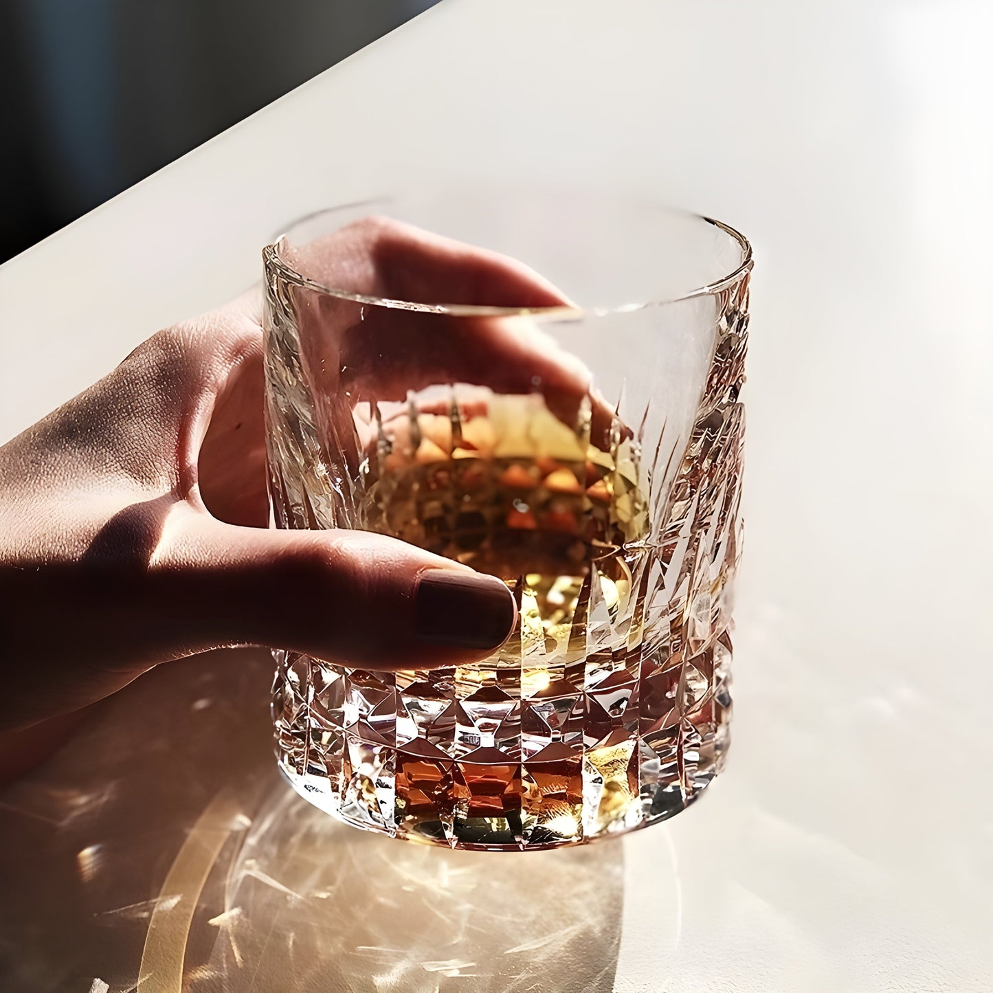Diamond Cut Asterism Hand Carving Crystal Old Fashioned Glass Thick Heavy Classics Whiskey Rocks Wine Cup Beer Tumbler Lowball GuerraHome