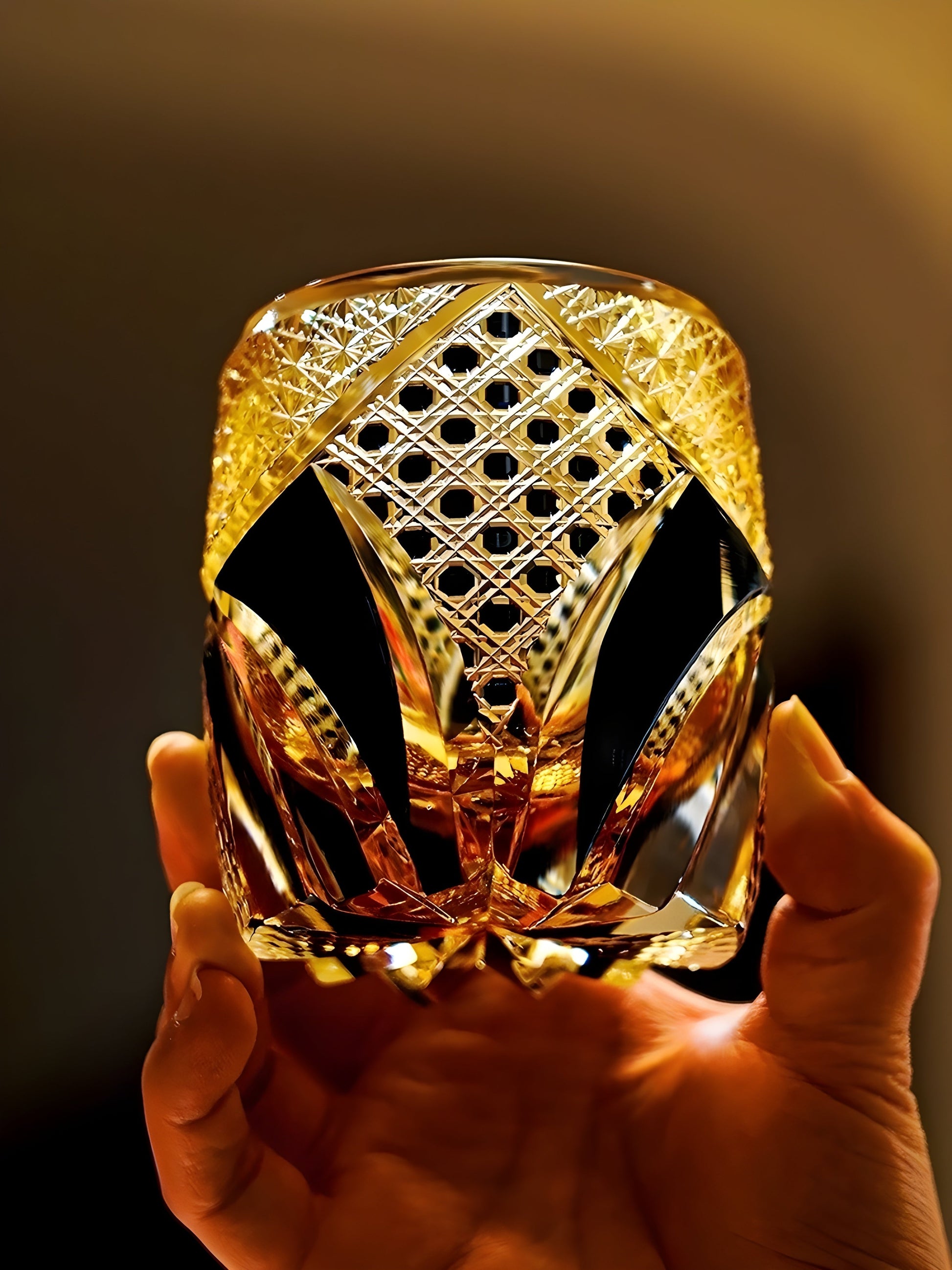 Bicchiere Edo Kiriko – ‘Cavaliere Imperiale’ – Scatola in legno GuerraHome