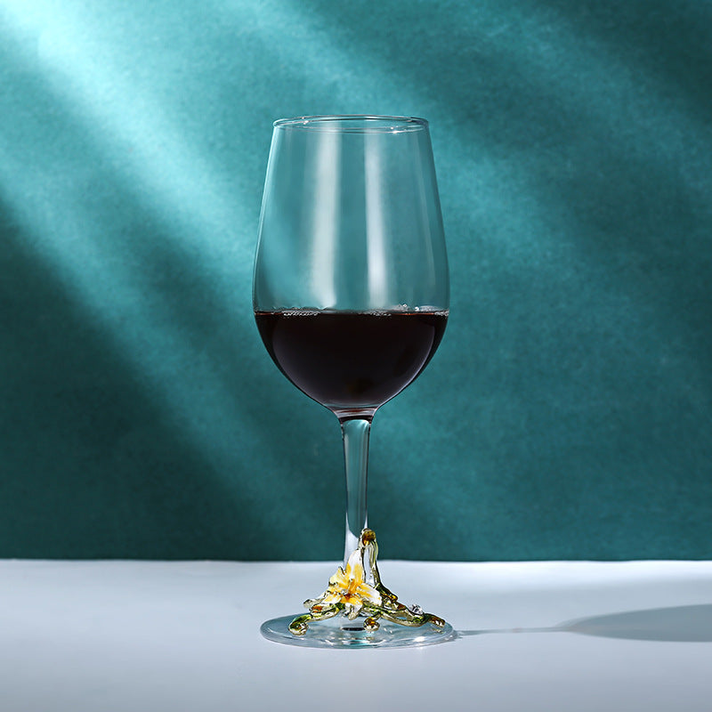 Enamel Goblet Crystal Glass Cup Home Use Set GuerraHome