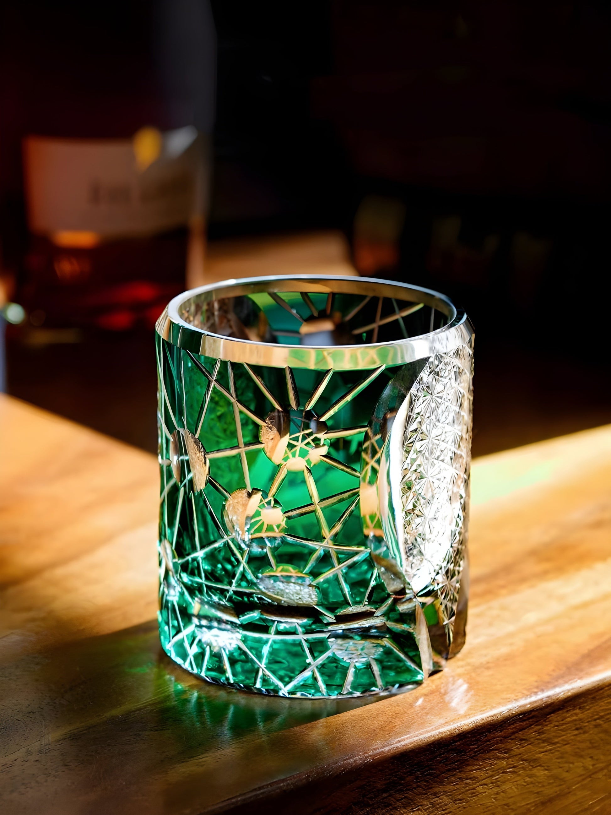 Bicchiere Edo Kiriko – “Giove” (Verde) – Scatola in legno GuerraHome