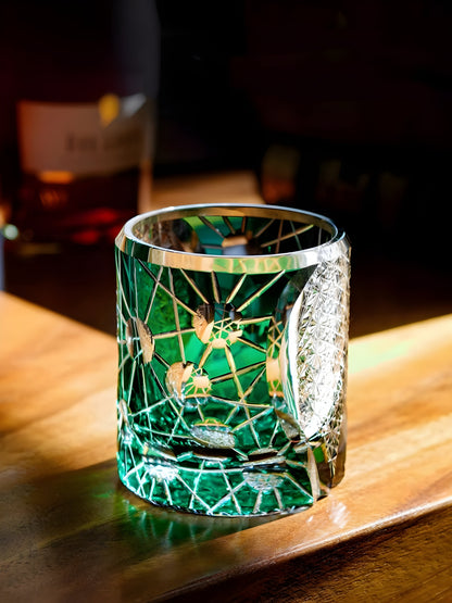 Bicchiere Edo Kiriko – “Giove” (Verde) – Scatola in legno GuerraHome