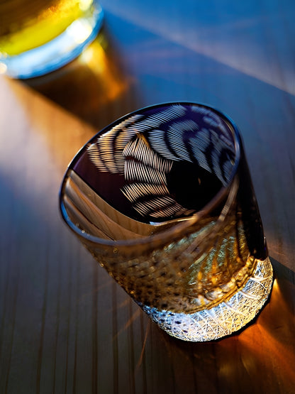 Bicchiere Edo Kiriko – ‘Tigre Nera’ – Scatola in Legno