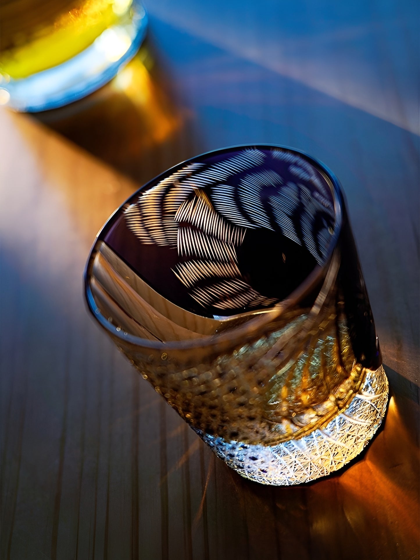 Bicchiere Edo Kiriko – ‘Tigre Viola’ – Scatola in Legno