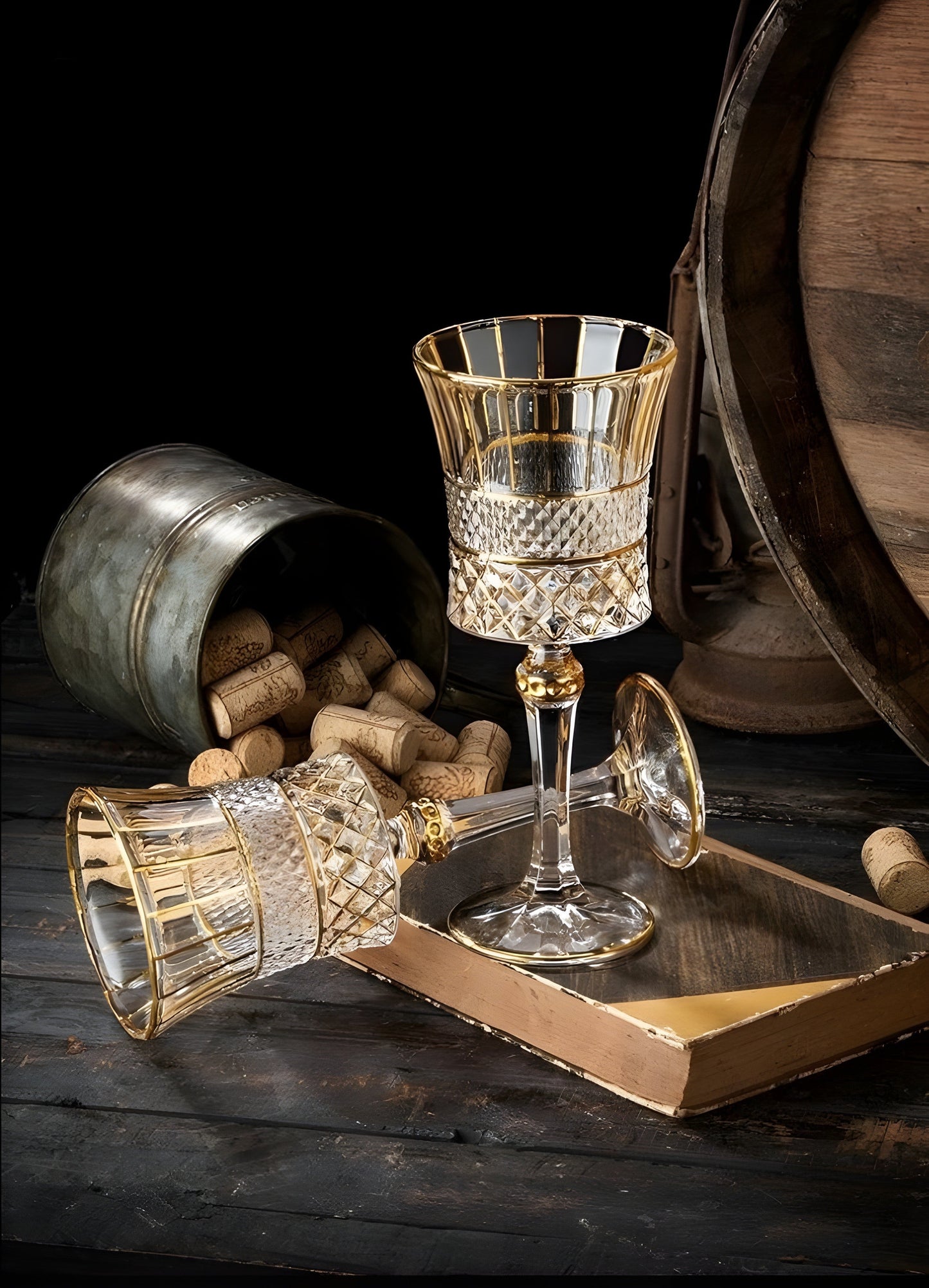 Set di Calici con Decanter 'Golden' In Cristallo GuerraHome
