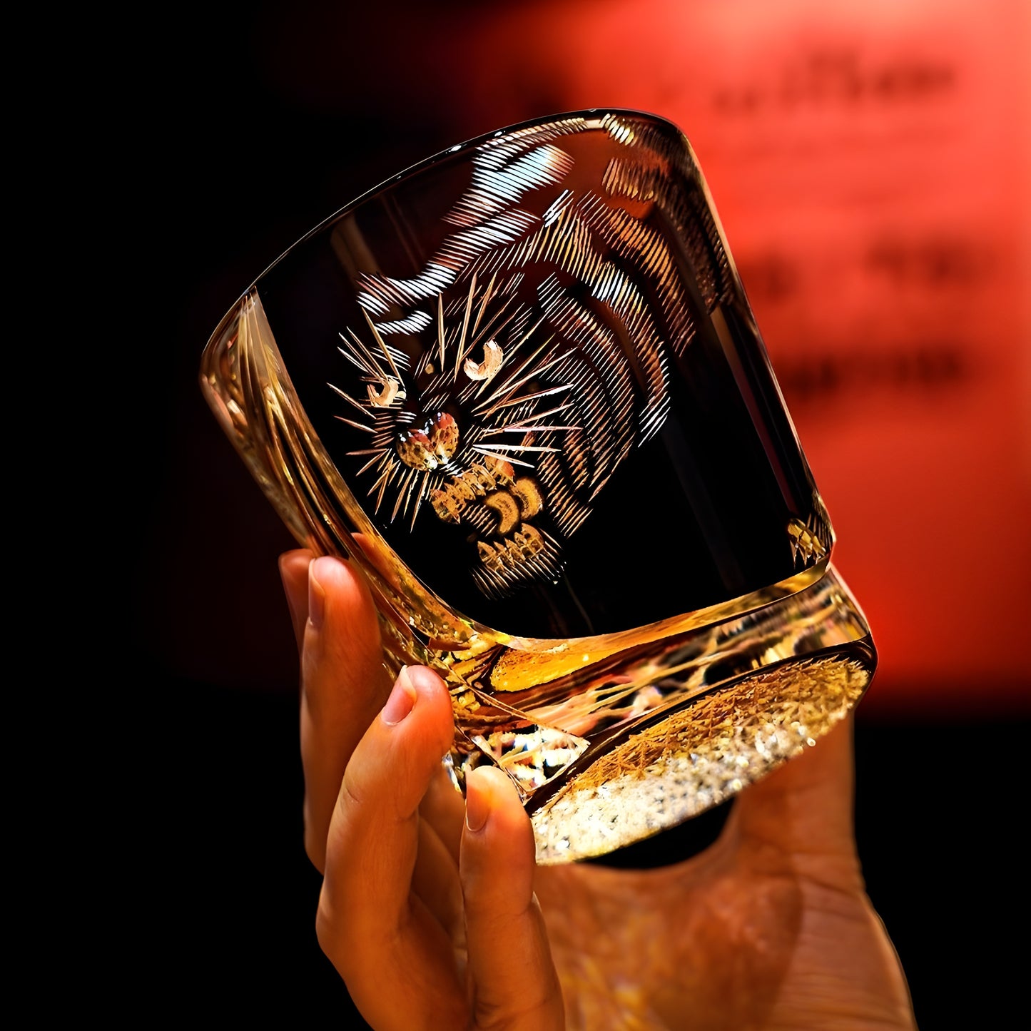 Bicchiere Edo Kiriko – ‘Tigre Nera’ – Scatola in Legno