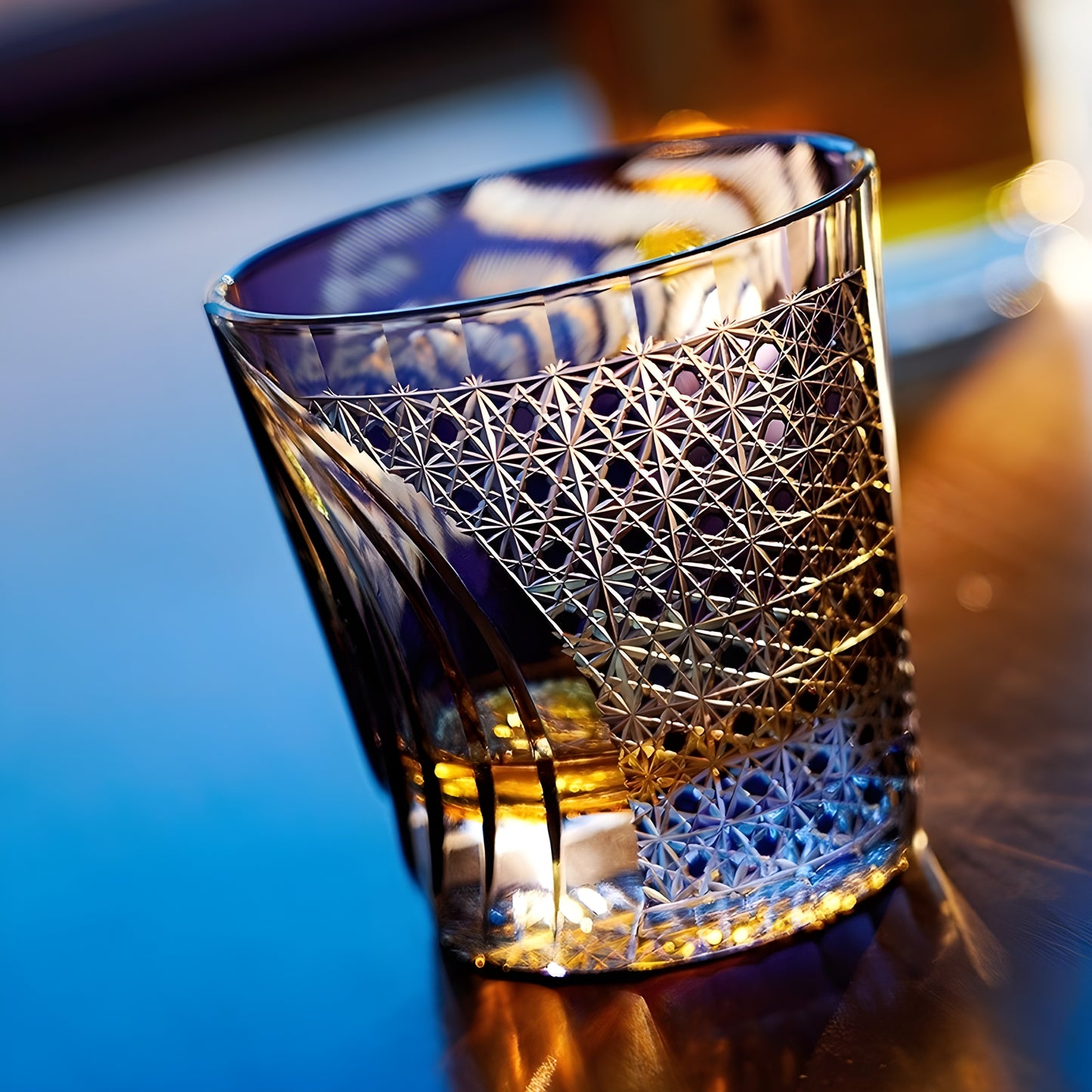 Bicchiere Edo Kiriko – ‘Tigre Viola’ – Scatola in Legno