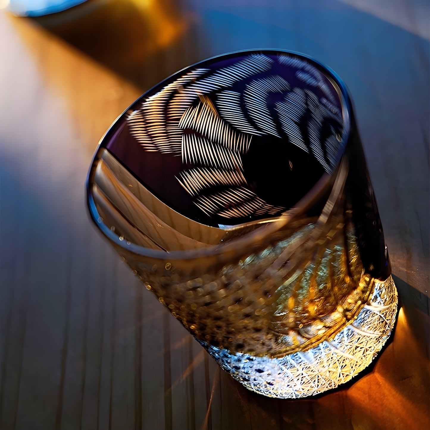 Bicchiere Edo Kiriko – ‘Tigre Viola’ – Scatola in Legno