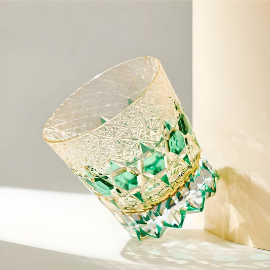 Bicchiere Edo Kiriko – ‘Fluorite Smeraldo’ – Scatola in legno GuerraHome