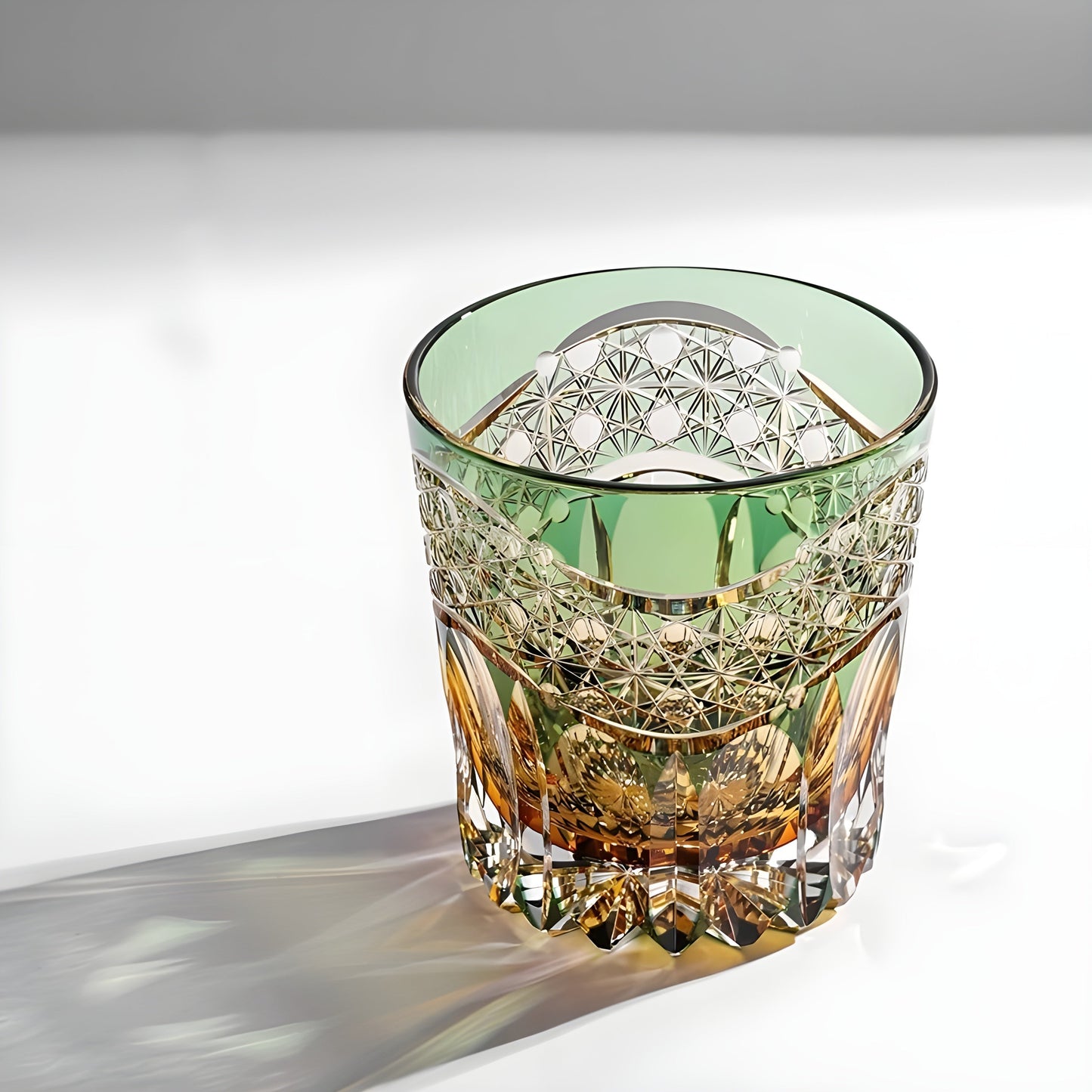 Bicchiere Edo Kiriko – 'Prisma Smeraldo' – Scatola in Legno GuerraHome