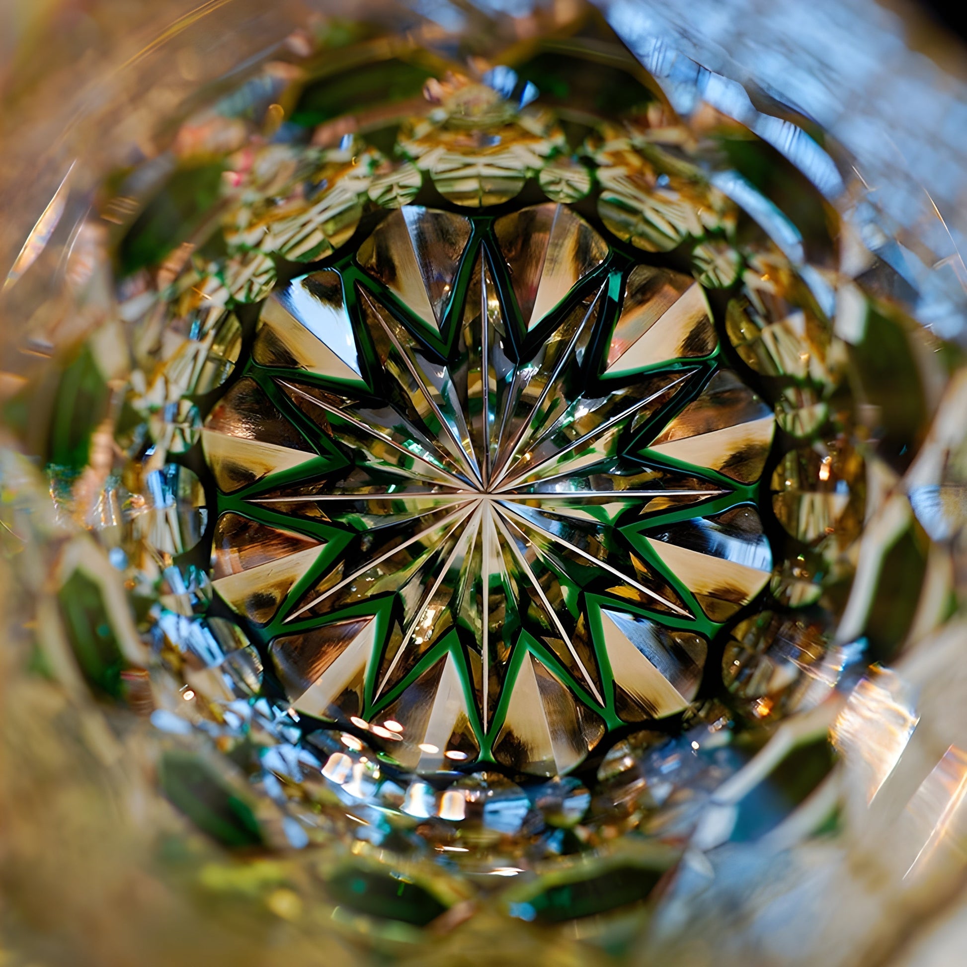 Bicchiere Edo Kiriko – ‘Fluorite Smeraldo’ – Scatola in legno GuerraHome