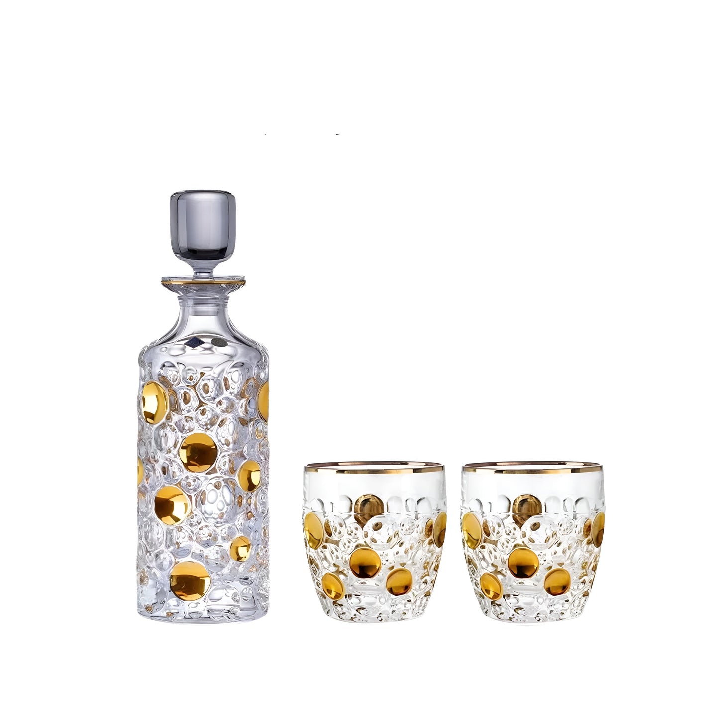Set di Bicchieri e Decanter in Cristallo Bohemia – Modello “Lisbona Aura D'oro'