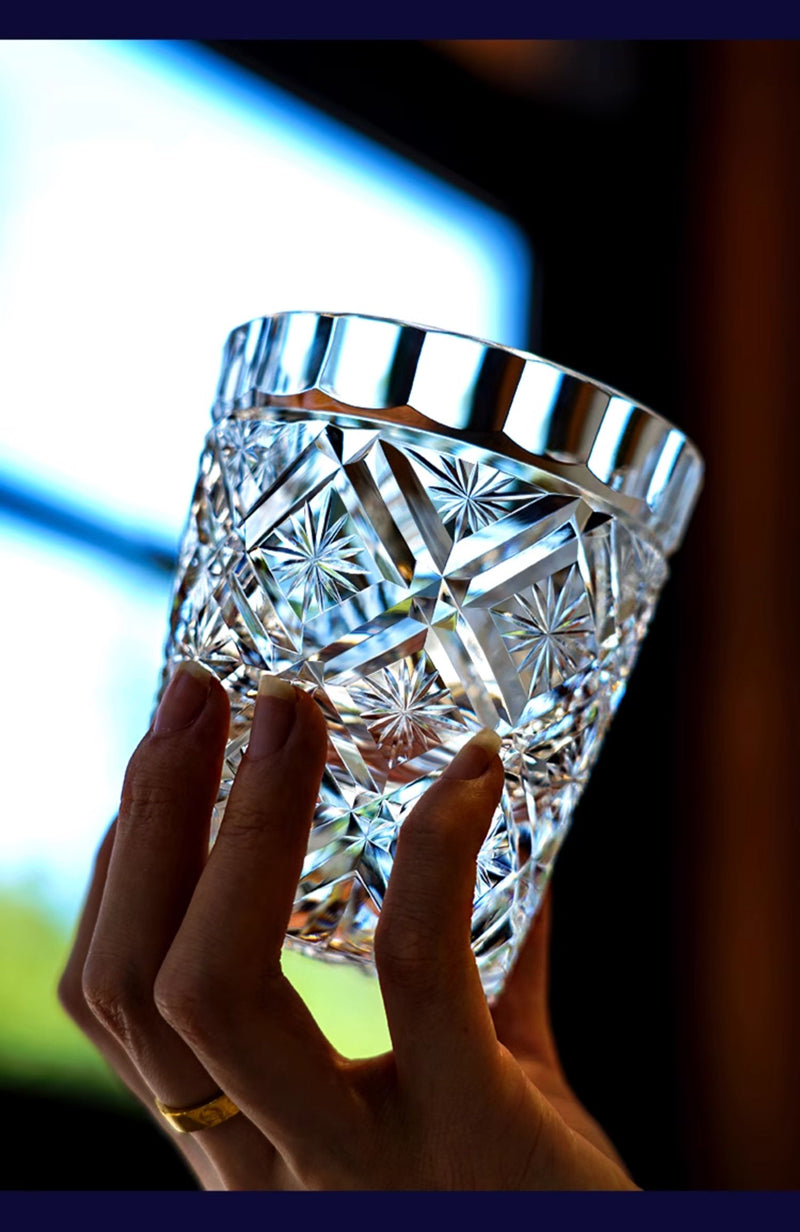 Bicchiere Edo Kiriko – Fioriture– Scatola in Legno GuerraHome