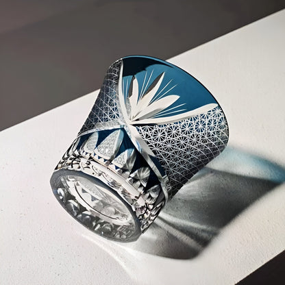 Bicchiere Edo Kiriko – 'Fiore Viola' – Scatola in legno GuerraHome