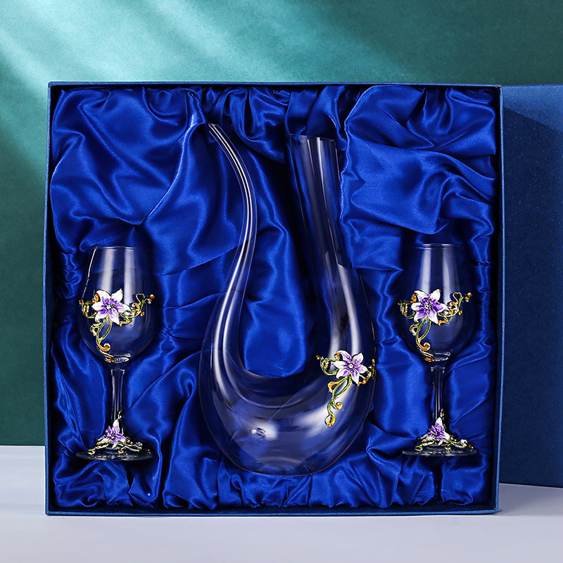 Enamel Goblet Crystal Glass Cup Home Use Set GuerraHome