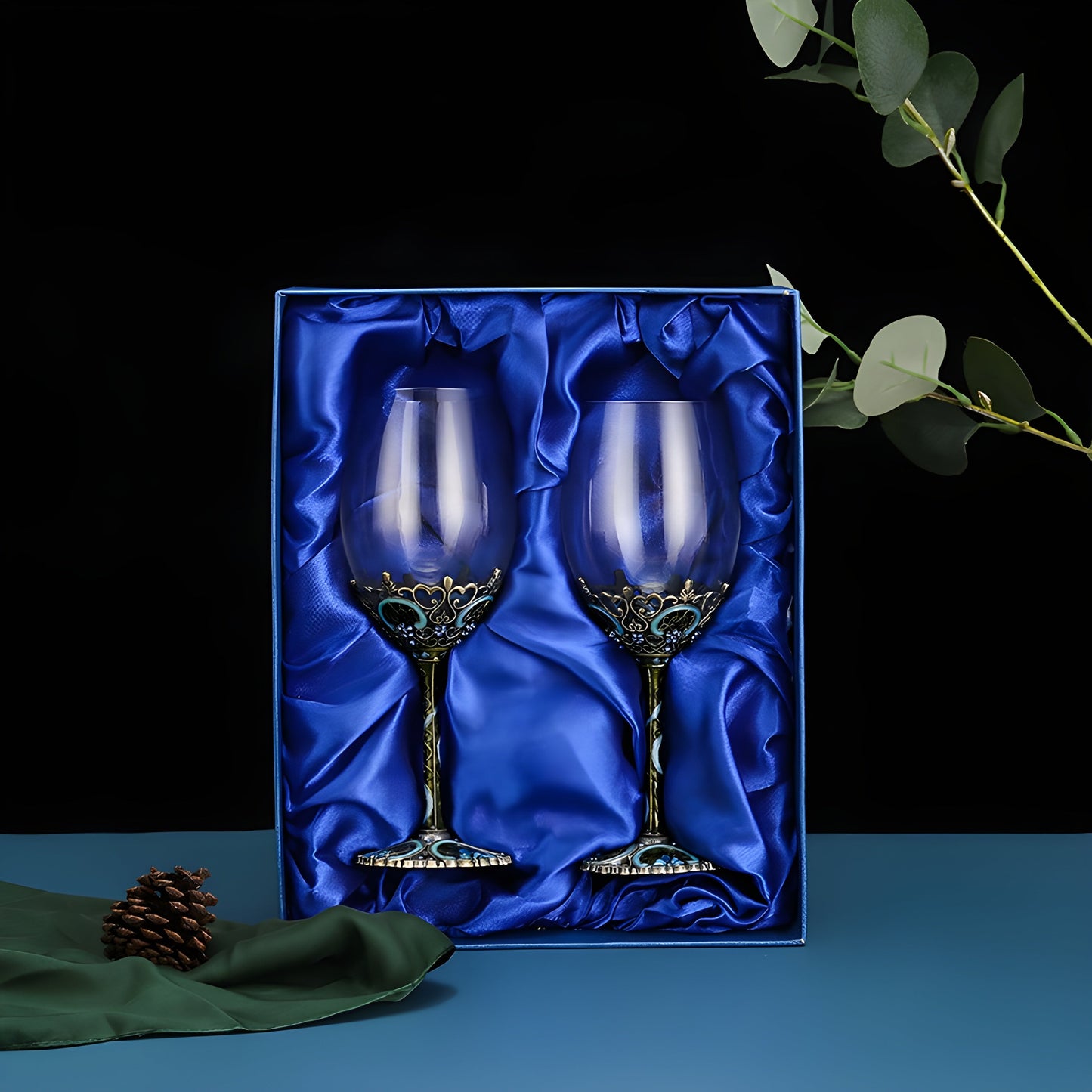Set di Calici con Decanter 'Emerald Bloom' in Cristallo GuerraHome