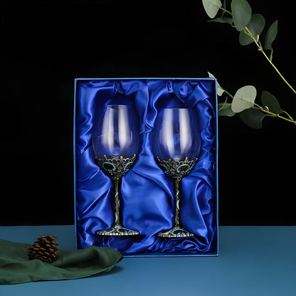 Set di Calici con Decanter 'Emerald Bloom' in Cristallo GuerraHome