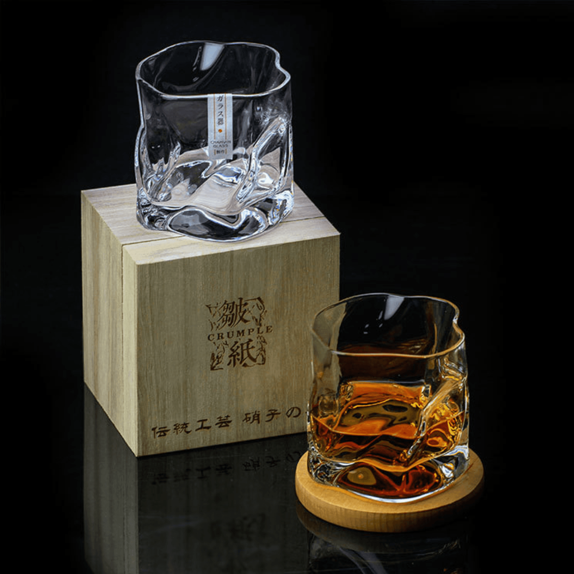 Bicchiere da Whisky Edo Kiriko – Corpo Increspato - Scatola In Legno GuerraHome