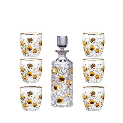 Set di Bicchieri e Decanter in Cristallo Bohemia – Modello “Lisbona Aura D'oro'