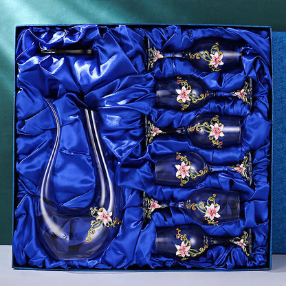 Enamel Goblet Crystal Glass Cup Home Use Set GuerraHome