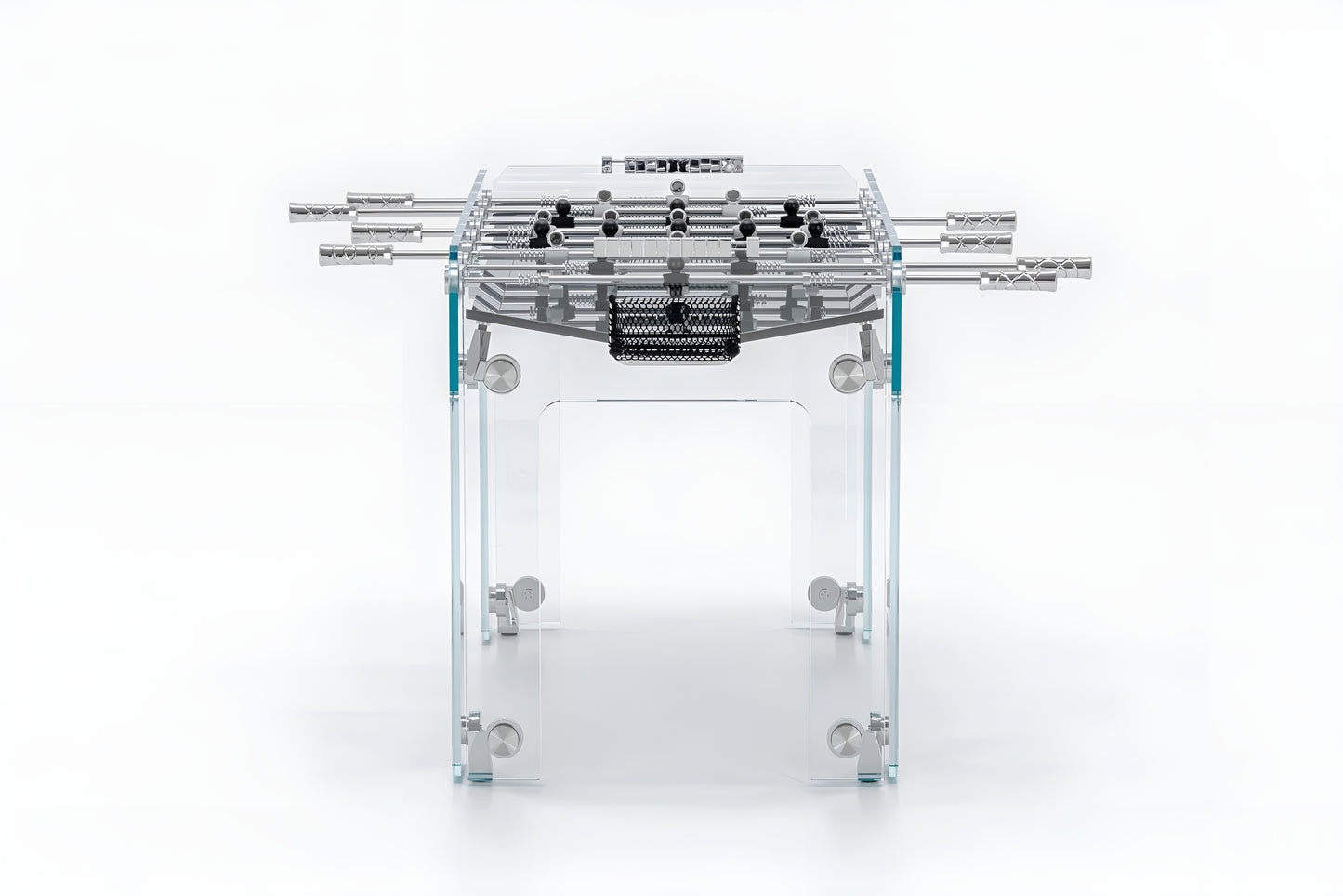 Cristallino – Biliardino di Design in Cristallo con Campo Nero